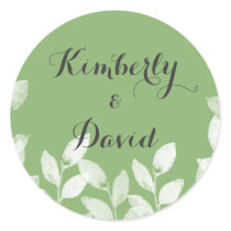 Greenery Leaves Botanical Wedding Classic Round Sticker