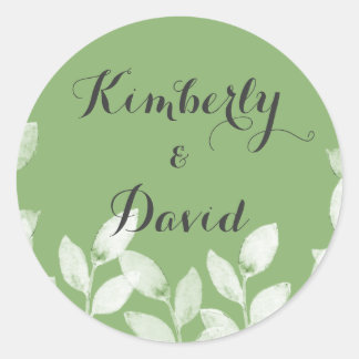 Greenery Leaves Botanical Wedding Classic Round Sticker