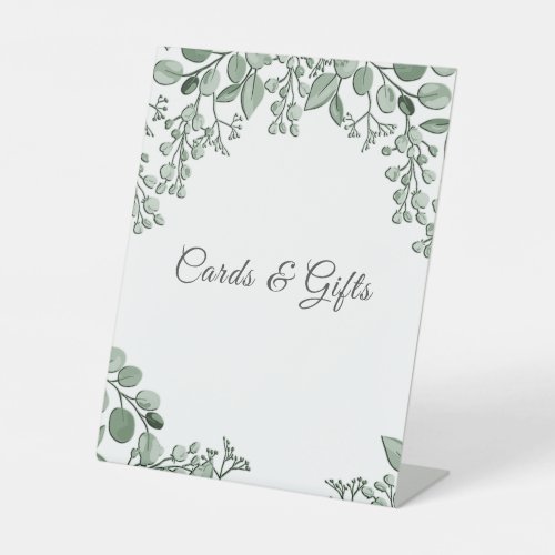 Greenery Leaves Cards and Gifts Pedestal Sign