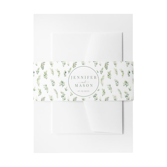 Greenery leaves classic boho wedding belly band (Front Example)