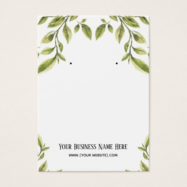 Greenery Leaves Earring Display Cards (Front)