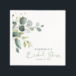 Greenery Leaves Elegant Bridal Shower Napkins<br><div class="desc">Greenery elegant bridal shower paper napkins</div>