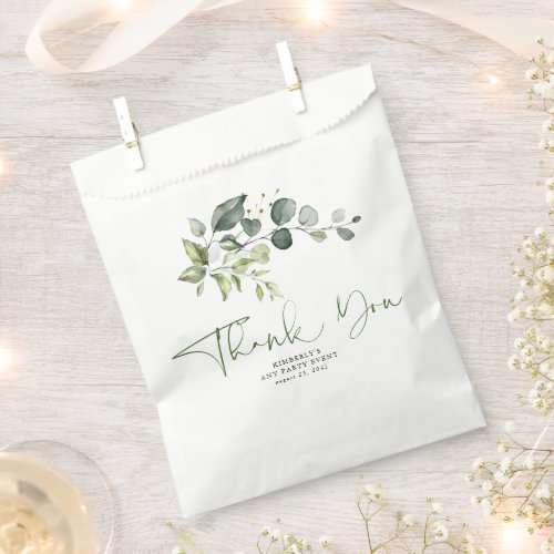 Greenery Leaves Elegant Thank You Favor Bag