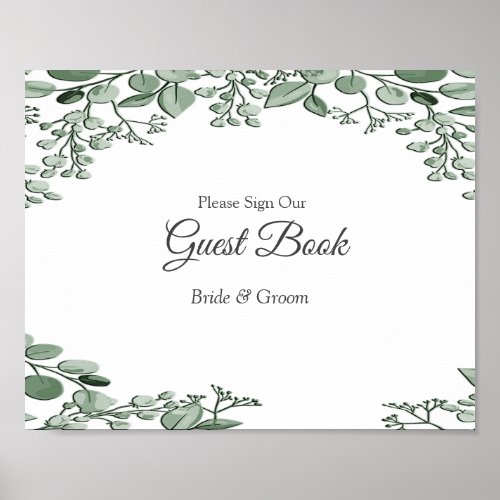 Greenery Leaves Floral Guest Book Sign