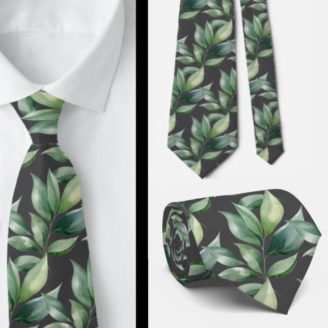 Greenery Leaves Green Nature Botanical Casual Neck Tie (Creator Uploaded)