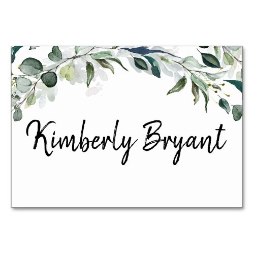 Greenery Leaves Individual Guest Names Table Card