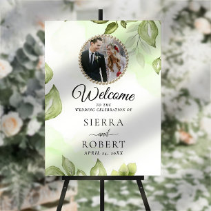 Greenery Leaves Photo Wedding Welcome Foam Board