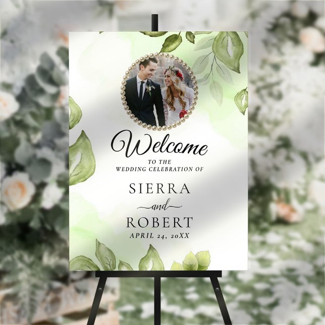 Greenery Leaves Photo Wedding Welcome Foam Board (Creator Uploaded)