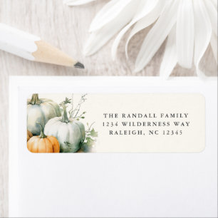 Greenery Leaves Rustic Fall Pumpkin Return Address Label