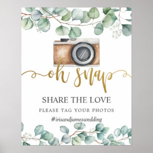 Greenery Leaves Share the Love Tag Photo Wedding Poster