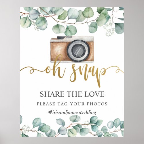 Greenery Leaves Share the Love Tag Photo Wedding Poster