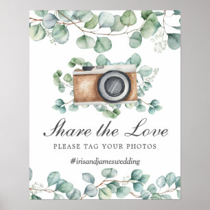 Greenery Leaves Share the Love Tag Photo Wedding Poster