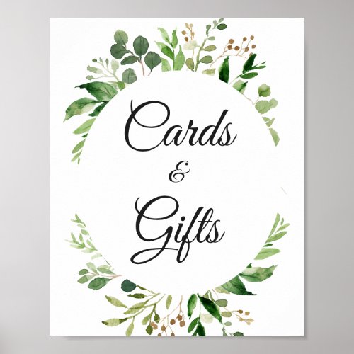 Greenery Leaves Wreath Cards and Gifts Sign