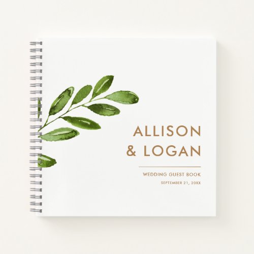 Greenery Leaves Wreath Modern Wedding Guest Book