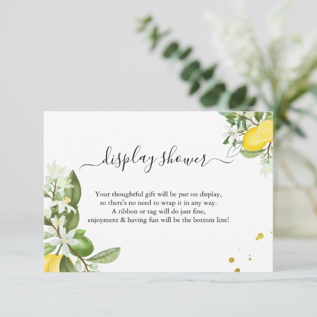 Greenery Lemony Display Bridal Wedding Shower Enclosure Card (Standing Front)