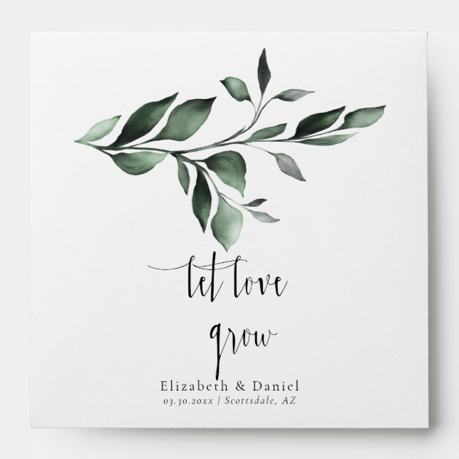 Greenery Let Love Grow Favor Garden Seed Packet  Envelope (Front)