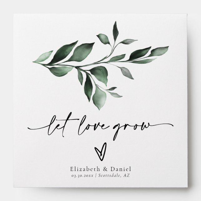 Greenery Let Love Grow Favor Garden Seed Packet  Envelope (Front)