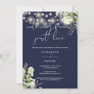 Greenery Lights Navy Elopement Wedding Reception Invitation