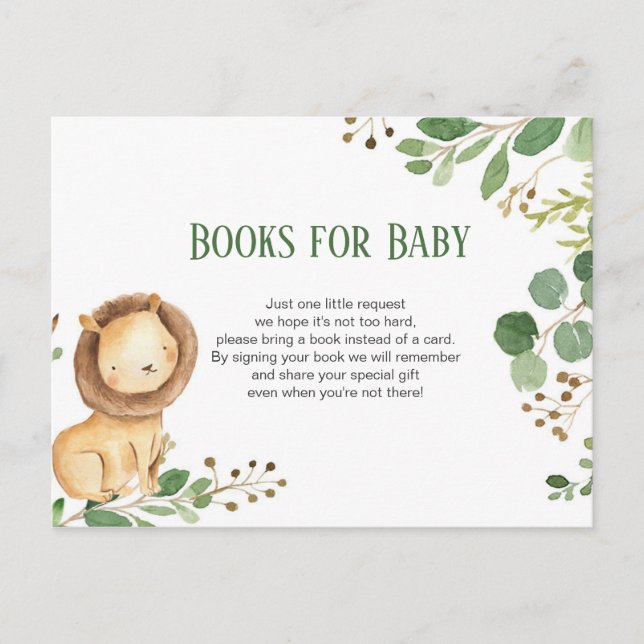 Greenery Lion Baby Books insert card (Front)
