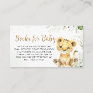 Greenery Lion Baby Shower Books for Baby Enclosure Card