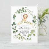 Greenery Lion Baby Shower Invitation (Standing Front)