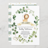 Greenery Lion Baby Shower Invitation (Front/Back)