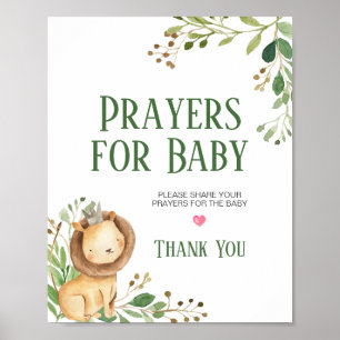Greenery Lion Baby Shower Prayers for Baby Poster
