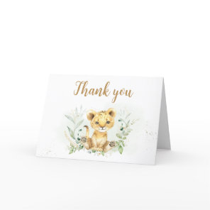 Greenery Lion Baby Shower  Thank You Card