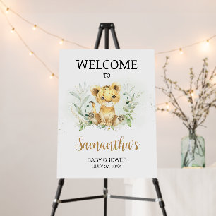 Greenery Lion Baby Shower Welcome Sign
