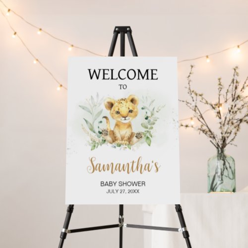 Greenery Lion Baby Shower Welcome Sign