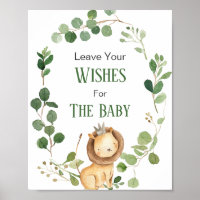 Greenery Lion Baby Shower Wishes for Baby