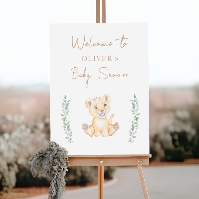 Greenery Lion Safari Animals Baby Shower Welcome Foam Board (Creator Uploaded)