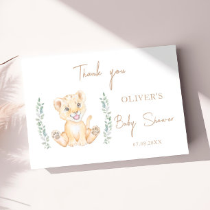 Greenery Lion Safari Boy Baby Shower Thank you Card