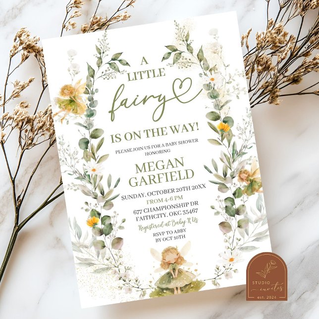 Greenery Little Fairy Baby Shower  Invitation (Creator Uploaded)
