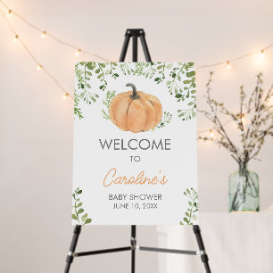 Greenery Little Pumpkin Baby Shower Welcome Sign