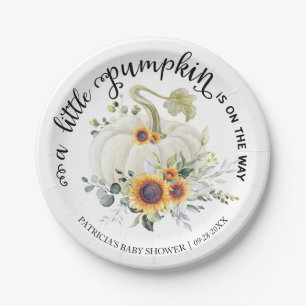 Greenery Little Pumpkin Fall Baby Shower Paper Plates