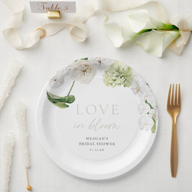 Greenery Love In Bloom Bridal Shower Paper Plates (Wedding)