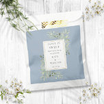 Greenery Love Is Sweet Dusty Blue Wedding Favor Bag<br><div class="desc">Featuring delicate eucalyptus greenery leaves,  these chic botanical wedding favor bags can be personalized with your special message and wedding celebration details. Designed by Thisisnotme©</div>