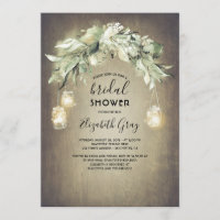 Greenery Mason Jar Lights Rustic Bridal Shower