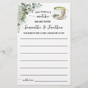 Greenery Matcha Share a Date Idea Shower Game Card Flyer