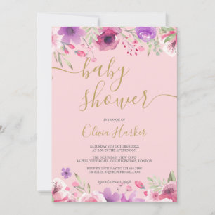 Greenery Meadow Flowers Baby Girl Shower/ Sprinkle Invitation
