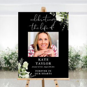 Greenery Memorial Celebration Of Life Photo Foam Board