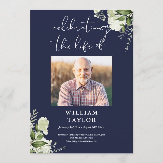 Greenery Memorial Funeral Navy Order Of Service  Program (Front)