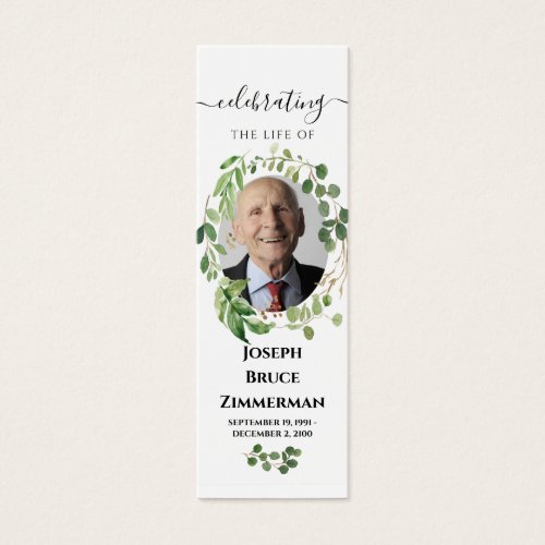 Greenery Memorial Poem Prayer Funeral Bookmark