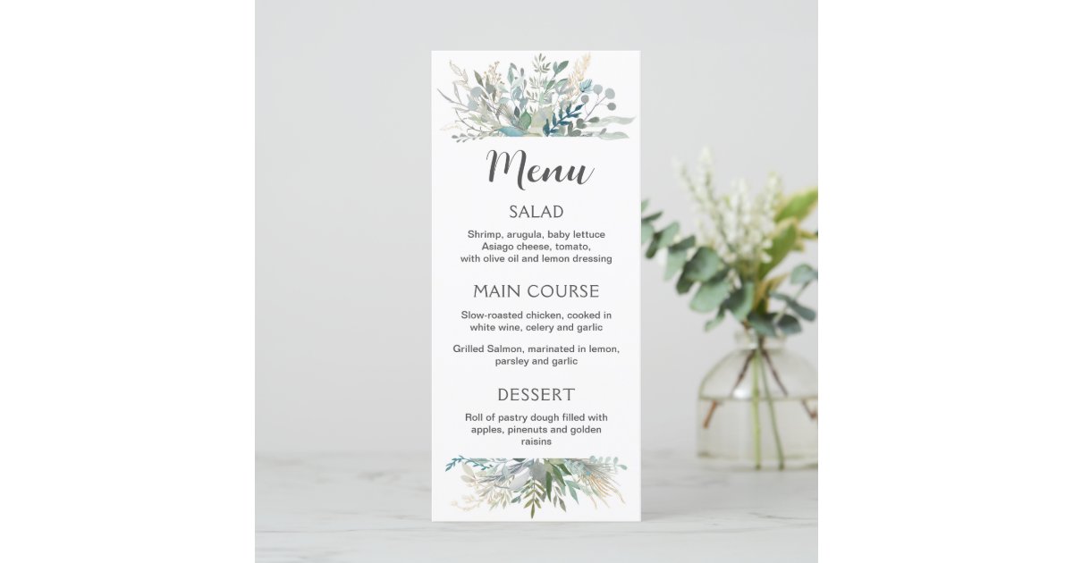 Greenery menu | Zazzle