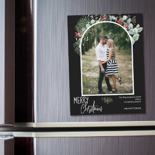 Greenery Merry Christmas Arch Photo Black