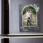 Greenery Merry Christmas Arch Photo Chalkboard<br><div class="desc">This design features watercolor holly and eucalyptus around an arched picture with a gold foil frame.</div>