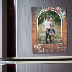 Greenery Merry Christmas Arch Photo Cherry Wood