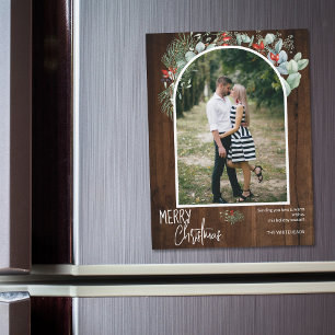 Greenery Merry Christmas Arch Photo Dark Wood