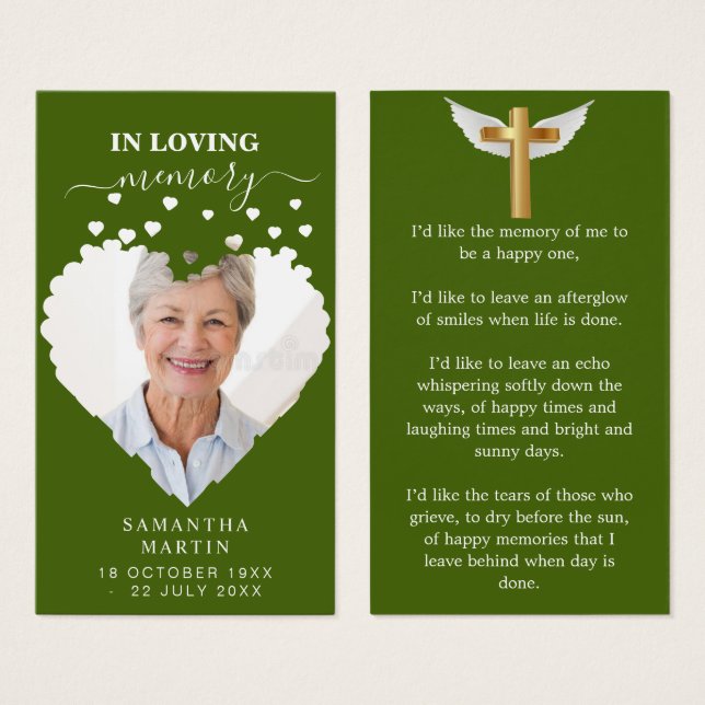 Greenery Minimal Memorial Funeral Bookmark (Front & Back)